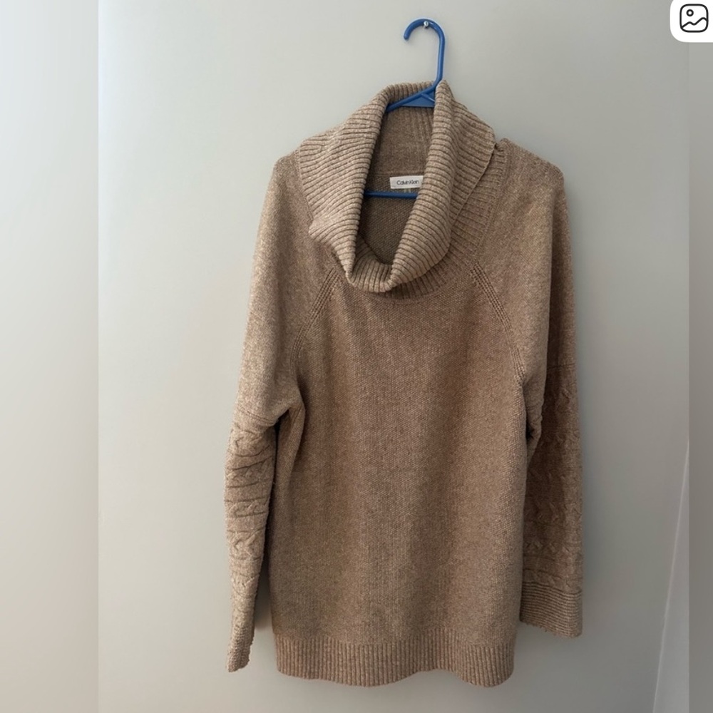 PRICE IS NEGOTIABLE - Calvin Klein Cowl Neck Sweater in Tan